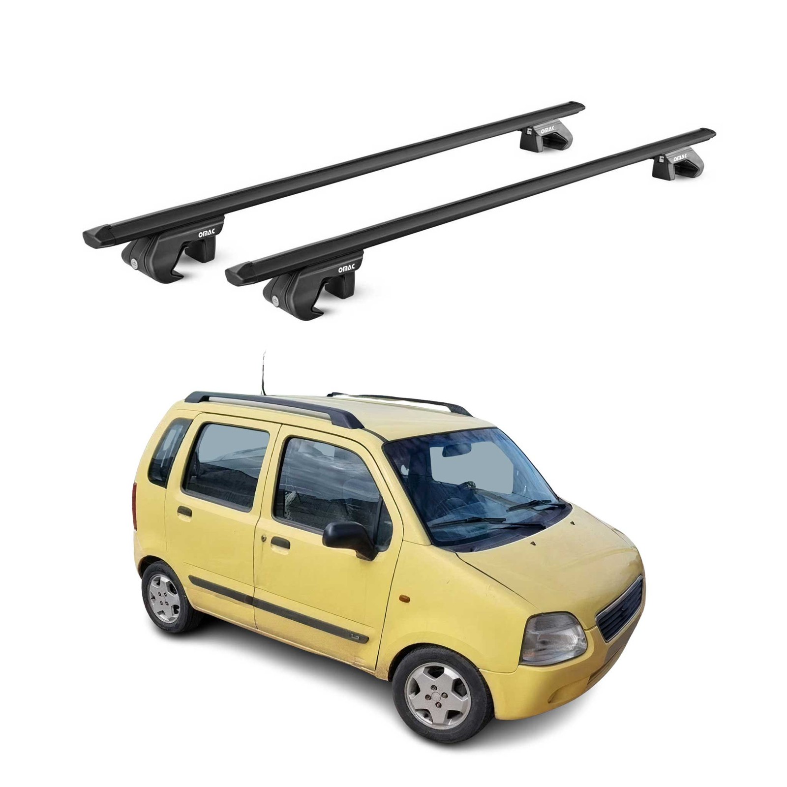 Barres de toit en alu noir texturé pour Suzuki R+ Break MM 2000