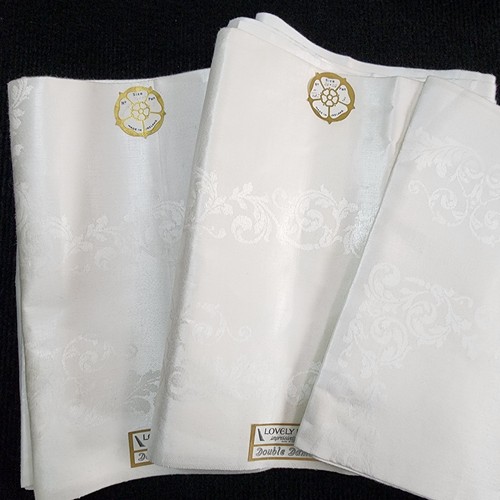 Antique Fine Irish Lovely Linen Double Damask White Tablecloth 4 lbs 7oz Unused - Picture 14 of 19