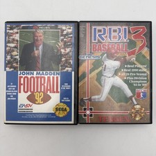 Sega Genesis John Madden AESN Football 92 & Tengen RBI Baseball 3 CIB