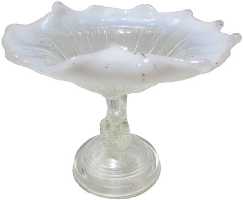 Northwood Glass Compote Pedestal Bowl Candy Dish Dolphin White Opalescent 5 1/2" - Picture 3 of 9