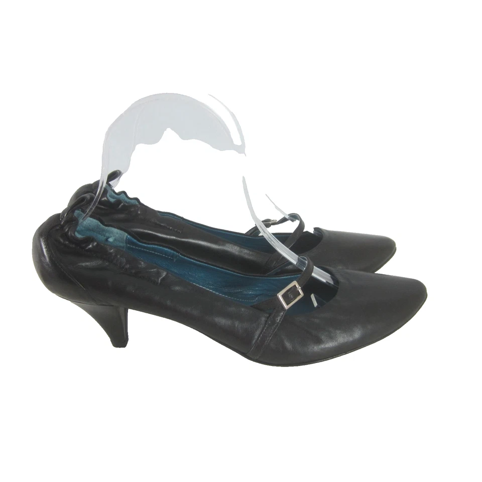 Zapatos de tacón Mary Jane de cuero negro BIALA para mujer 9,5 M hechos en Italia clásicos Foto 3 de 4
