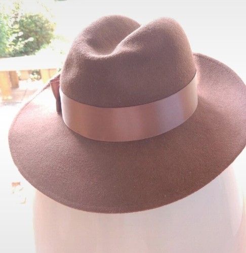 BHS Hat Trilby Brown Bow Round Casual - Picture 13 of 14