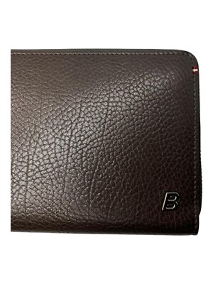 Bally Balen 6218474 Travel Wallet Brown Calf Grained Leather MSRP