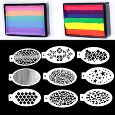 Bowitzki Face Paint Stencils with 40g 2 Split Cake Face Paint Rainbow Painting