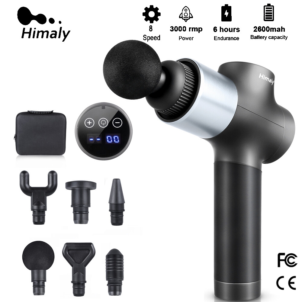8 Modi Electric Massage Gun Massagepistole Massager Muscle Massagegerät+6 Köpfe