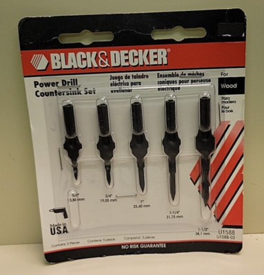 Black Decker U1588 CounterSink Bit Set 5 Pc 5/8, 3/4, 1