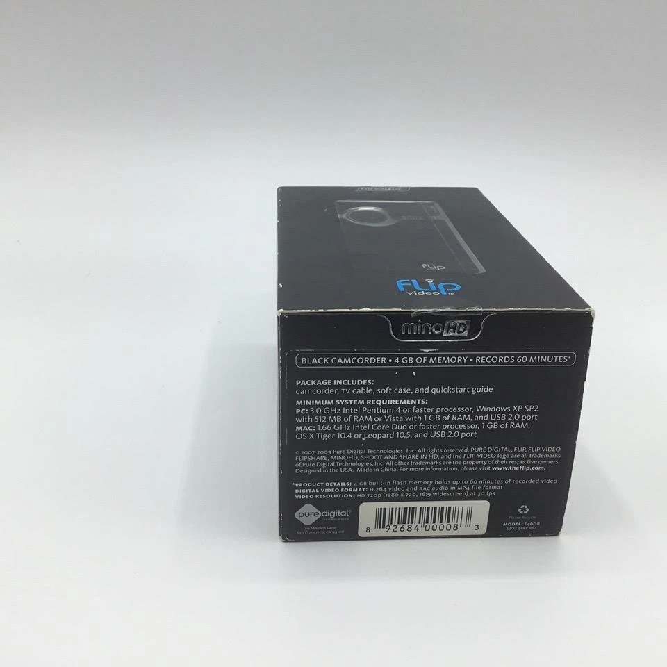 Flip MinoHD Video 4GB 1 Hour Camera -1st Generation - Black (F460B) - Image 3 of 3