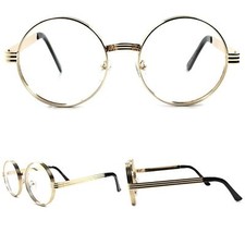 Classic Vintage Round Circle Clear Lens Gold Retro Steampunk Mens Women Glasses