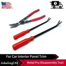 3PC Car Trim Clip Upholstery Removal Tool Door Panel Fastener Pin Pliers Puller