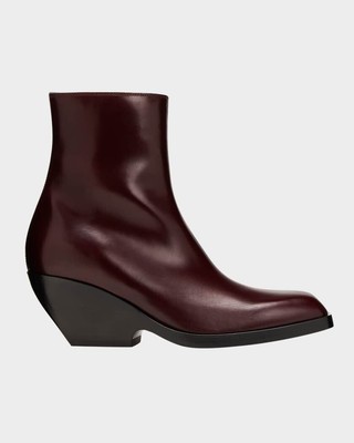 Khaite Hooper Calfskin Burgundy deep wine leather Ankle Booties Size 39