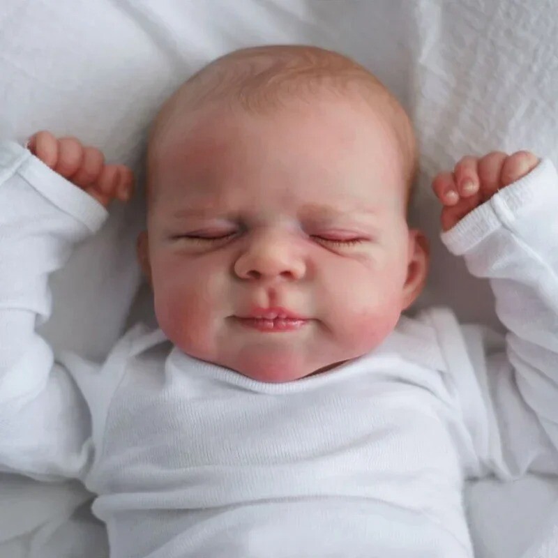19 Inches Soft Touch Dark Skin Asleep Reborn Doll Girl-Pascale main image 0