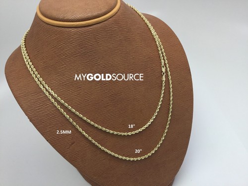 14k Solid Gold Rope Chain Diamond Cut Necklace 1.5MM 2.0MM 2.5MM 3.0MM - Picture 9 of 27