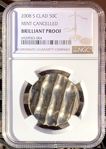 2008 S Kennedy Proof Half Dollar US Mint Clad Waffle Cancel NGC Brilliant Proof