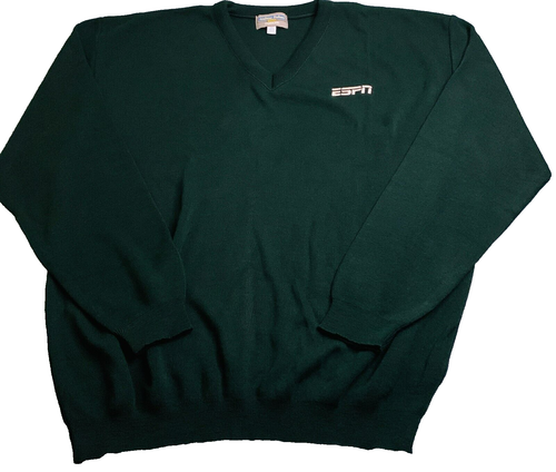 ESPN Sports Mens Size 2XL Green V neck Sweater Andrew Rohan Edwards ...