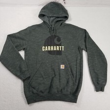 Carhartt Hoodie Mens Size S Green Sweatshirt Pullover Pouch Pocket Loose Fit.