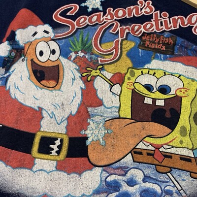 Universal Studios Mens 2XL Shirt SpongeBob Patrick Nickelodeon XMas VTG Y2K