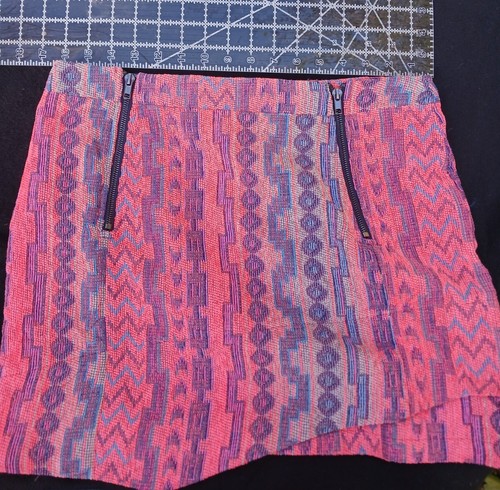 Miss Me Retro Style Women's Mini Skirt Double Side Zip Sz L Aztec Western Pink - Picture 5 of 11