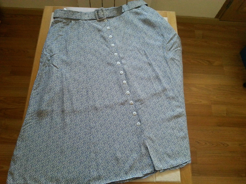 Jupe été doublé Xl - bleu petites fleurs blanches Femme - Photo 1/2