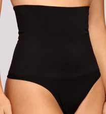 MAGIC CURVES SEAMLESS HIGH CONTROL THONG WITH STRAPS 6787 Black Size L/XL NWT
