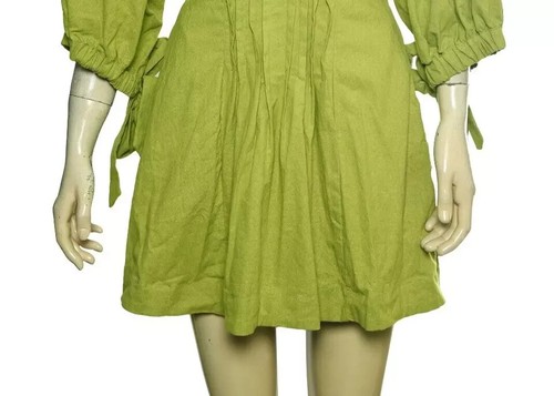Free People Cerise Mini Dress M Women Casual Pintuck 3/4 Sleeve Short NEW 39719 - Picture 6 of 9