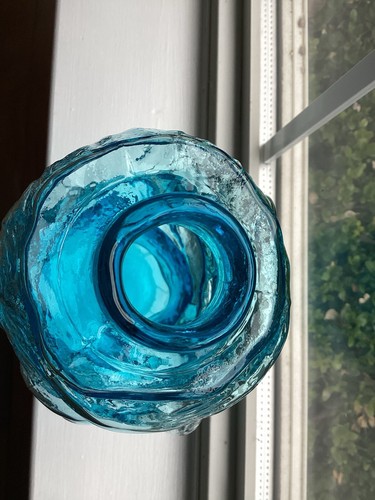Vintage Blue Glass Indiana Tiara Mountaineer Jolly Old Man Whiskey Decanter - Picture 7 of 9