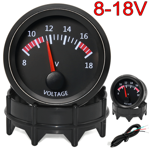 2" 52mm Universal Car Mechanical Pointer Volt Voltage Gauge Auto Meter 8-18V - Picture 1 of 11