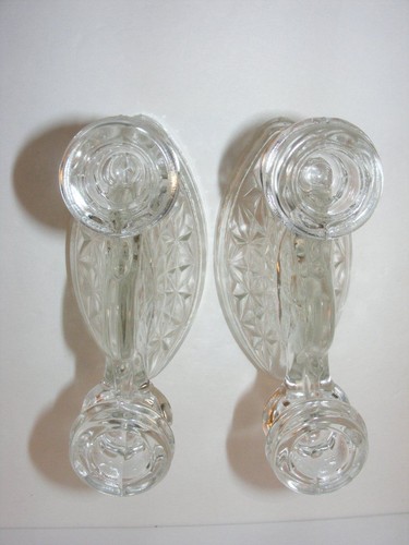 2 Candle Holders LE SMITH Glass Clear Mt. Pleasant Double Shield Prescut - Picture 5 of 11