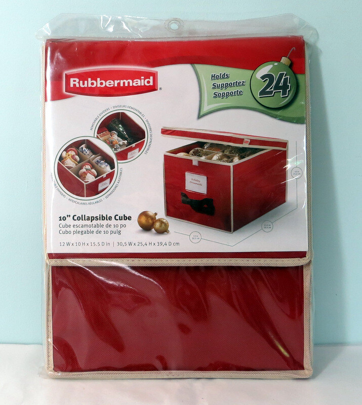 New Rubbermaid Ornament Storage 10” Collapsible Cube Hold 24 Pieces