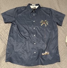 Hawalili Hawaiian Shirt Mens XLarge Blue Button Short Sleeve Palm Tree