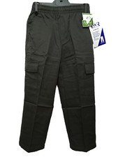 BNWT Boys Sz 12 LWR Brand Dark Grey Elastic Waist Cargo Side Pocket School Pants