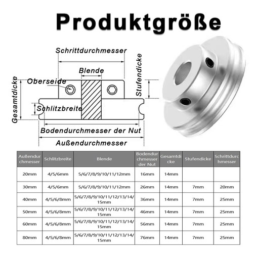 Alu PU Einzelner Rillenriemenscheibe Antriebs Riemenscheibe Ø20-80mm Loch 5-15mm - Bild 2 von 232
