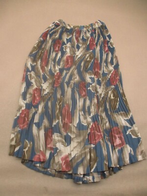 Charlott Size M Womens Multicolor Stretch Waist Pull On Pleated Midi Skirt 166
