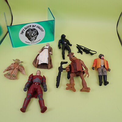 Mixed Lot of 6 Star Wars Action Figures Yoda Obi Wan Luke Skywalker Ponda Baba