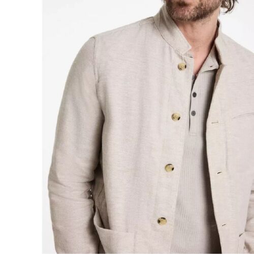John Varvatos Collection Men's Officer Field Linen Blend Button Jacket Ecru - Picture 2 of 5
