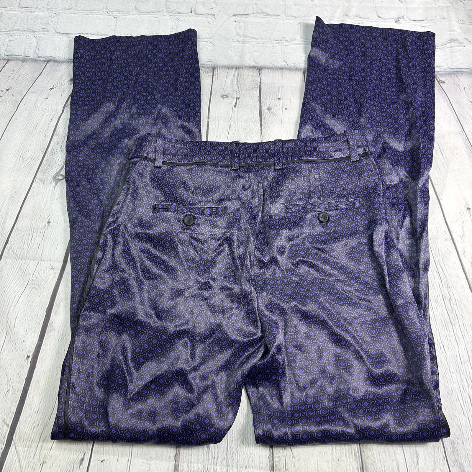 Massimo Dutti Pants in Geometry Pattern Satin Pur… - image 4