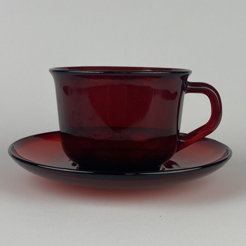 4 Vintage Glcoloc France Ruby Red Glass Mugs Coffee Tea Cups Glassware - Picture 6 of 8