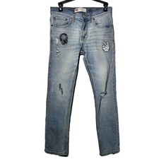 Levi's Girls 511 Slim Denim Distressed Patch Blue Jeans Size 16 Streetwear