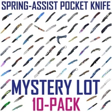 10-Pack Mystery Spring-Assist Folding Pocket Knife Lot – Random EDC Blades - NEW