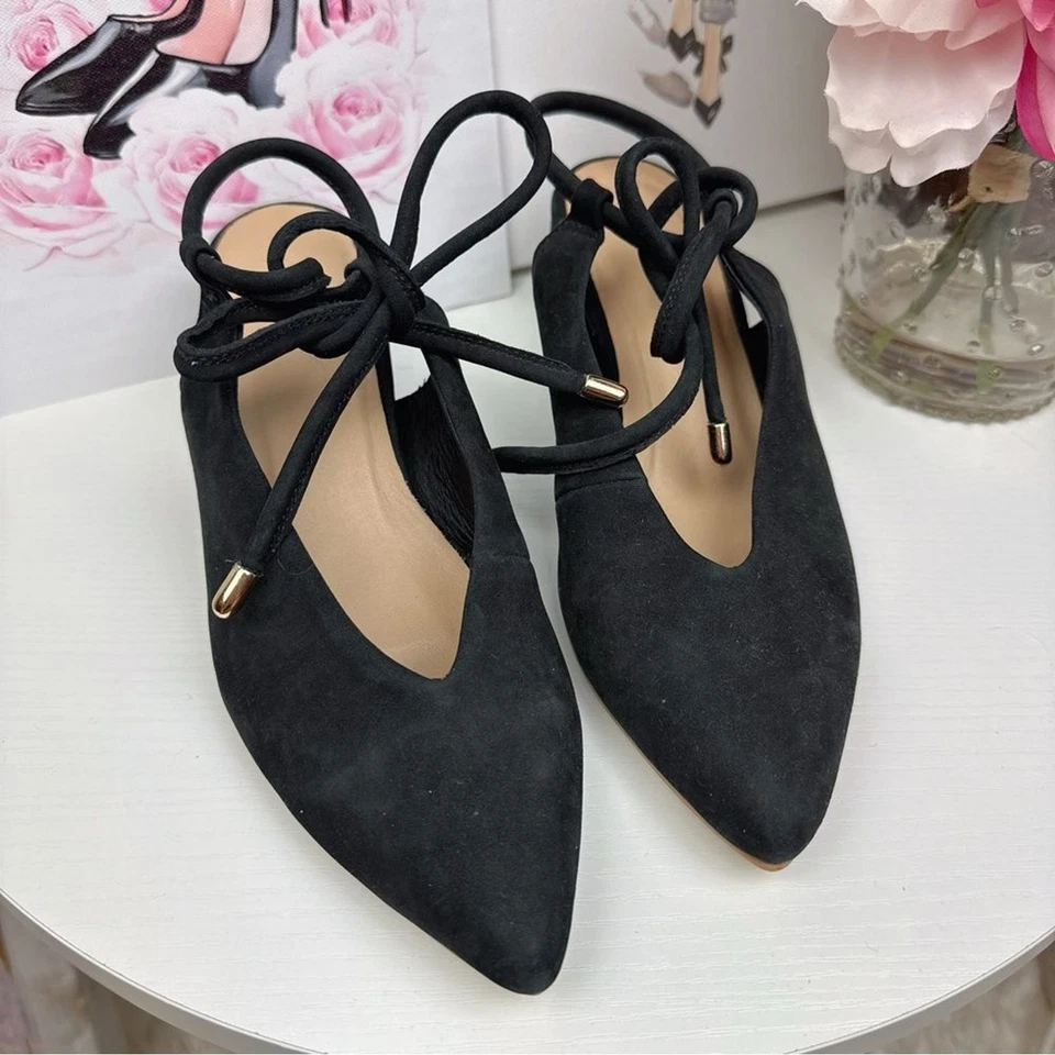 Kaanas 黑色麂皮绒领带骡子乐福鞋 6 码 — 第 2/4 张图片