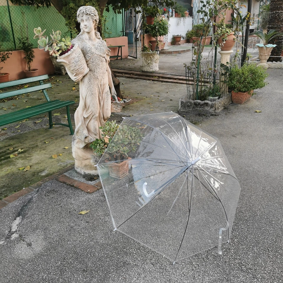 Ombrello Trasparente Evento Sposa Damigella Wedding Apertura Automatica Pioggia - Immagine 3 di 4