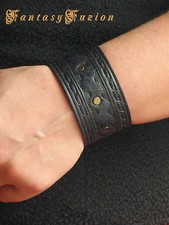 Leather Rocker Fashion Tooled Design Cuff Bracelet