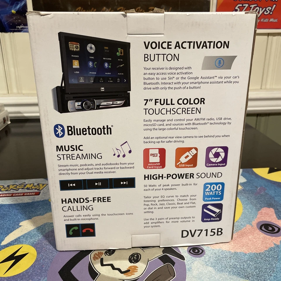 Dual DV715B 1-DIN CD/DVD/AM/FM Bluetooth In-Dash Receiver w/ 7" Flip Out Screen - Image 3 of 4