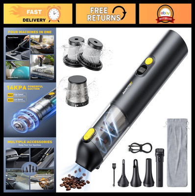 Portable Cordless Car Vacuum 14000Pa Suction, Handheld 2-in-1 Cleaner for Home &