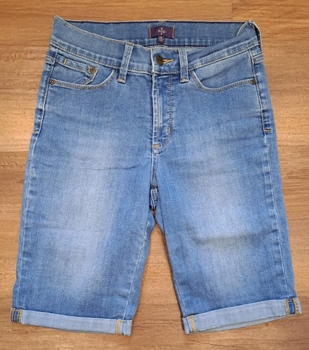 NYDJ Blue Denim Bermuda Jean Shorts Womens Size 2 Roll Cuff Casual