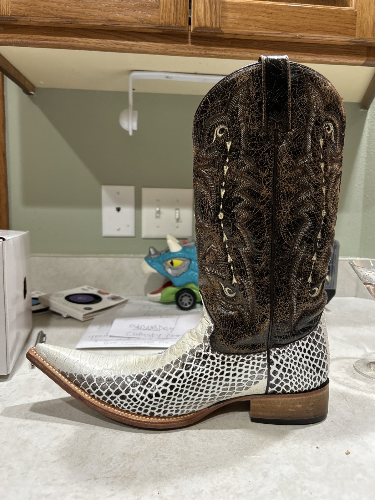 Forastero White Python Reptile Leather Boots Cowb… - image 6