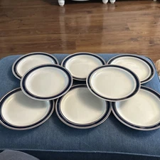 Tienshan Stoneware Plate Blue And Brown Band 7 1/2” (8 Available) NEW