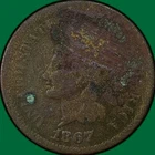 1867 Indian Head Cent Good G Coin, Corrosion #37161