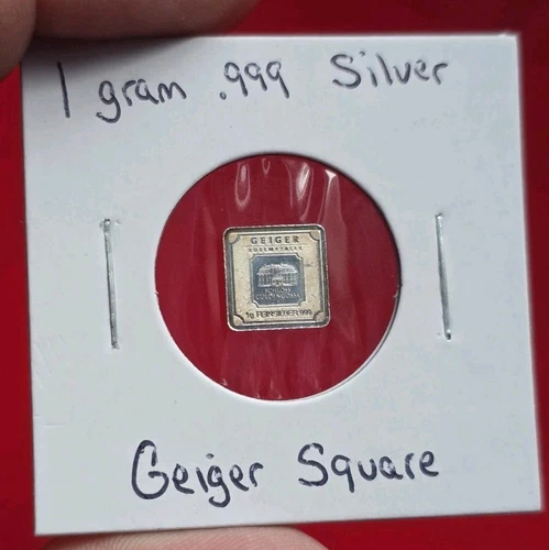 Geiger Edelmetalle - 1 Gram .999 Fine Pure Silver Bullion Square Bar Ingot