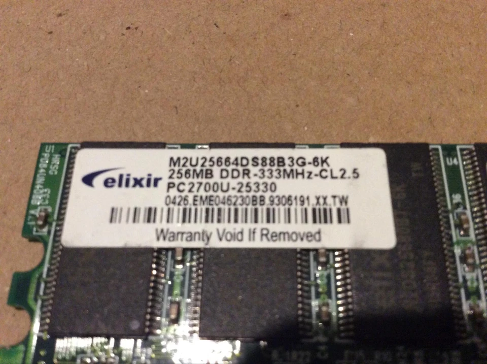 2 Elixir 256MB DDR1 RAM PC2100U 266 MHz CL2.5 M2U25664DS88B3G-6K Memory Modules - Image 2 of 4