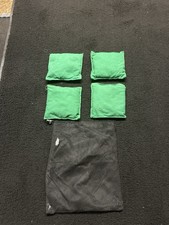Set of 4 Green Cornhole Bean Bags with Mesh Carry Bag